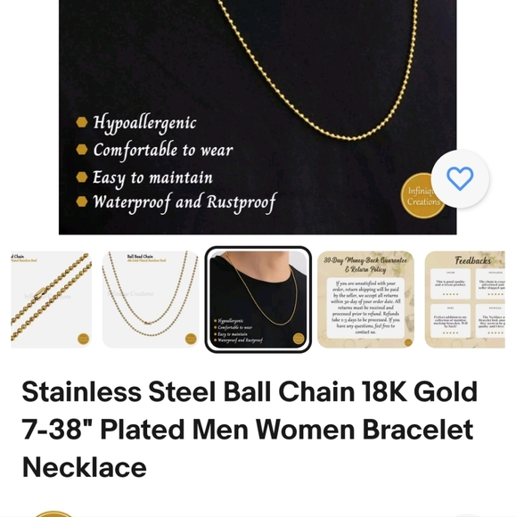 20" Stainless Steel Ball & Chain Necklace - Picture 2 of 6